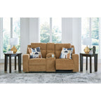 Kanlow Reclining Loveseat with Console - Honey