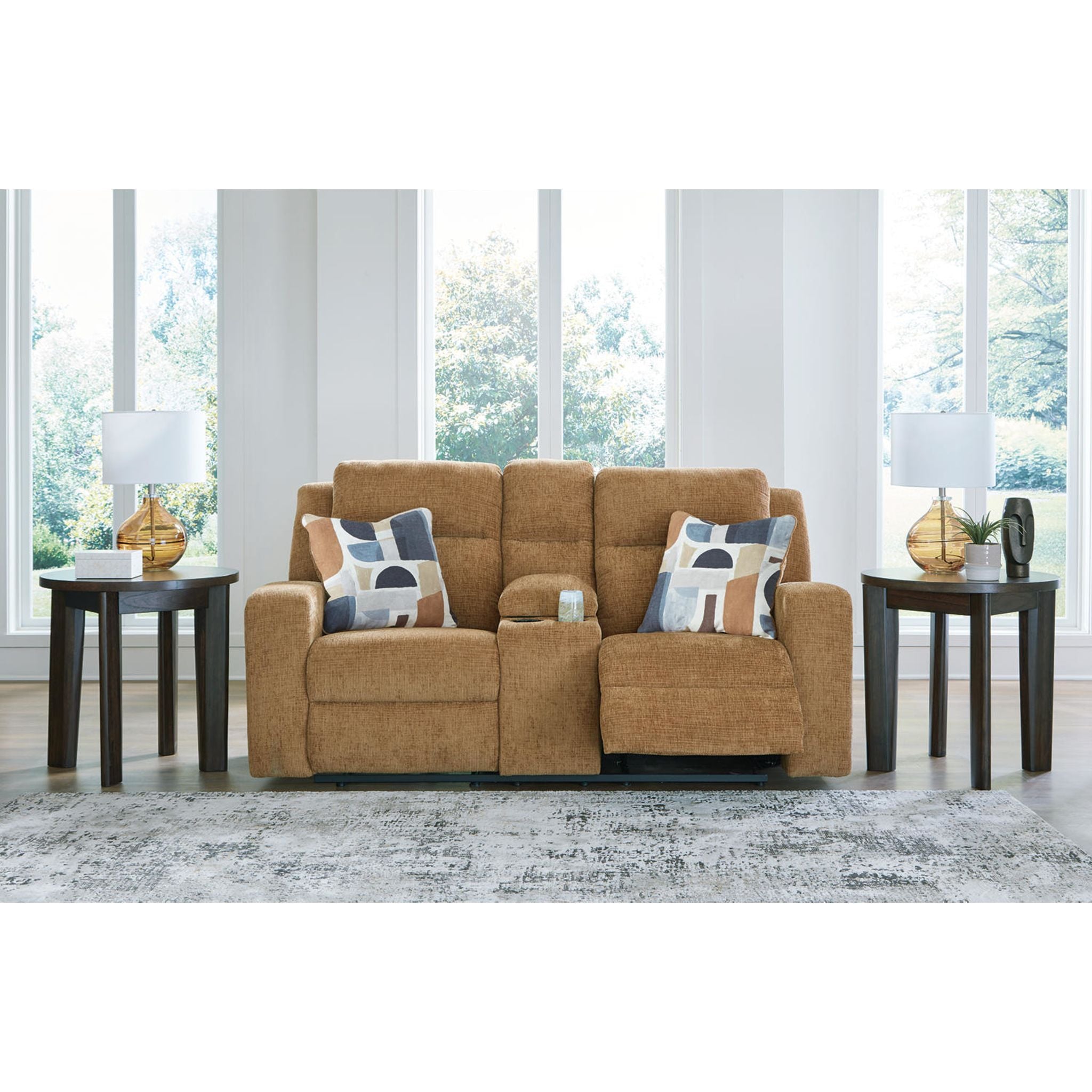 Kanlow Reclining Loveseat with Console - Honey