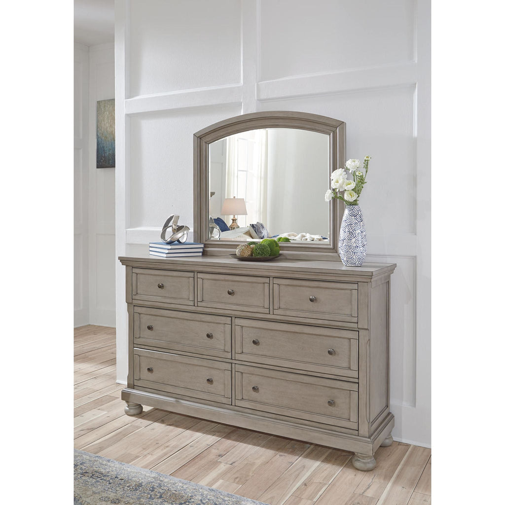 Lettner Dresser and Mirror - Light Gray