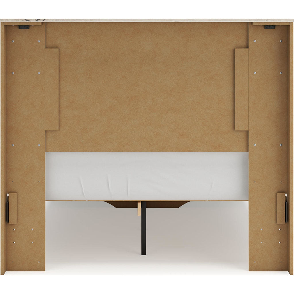 Lawroy Full Panel Bed with Footboard Storage - Light Natural