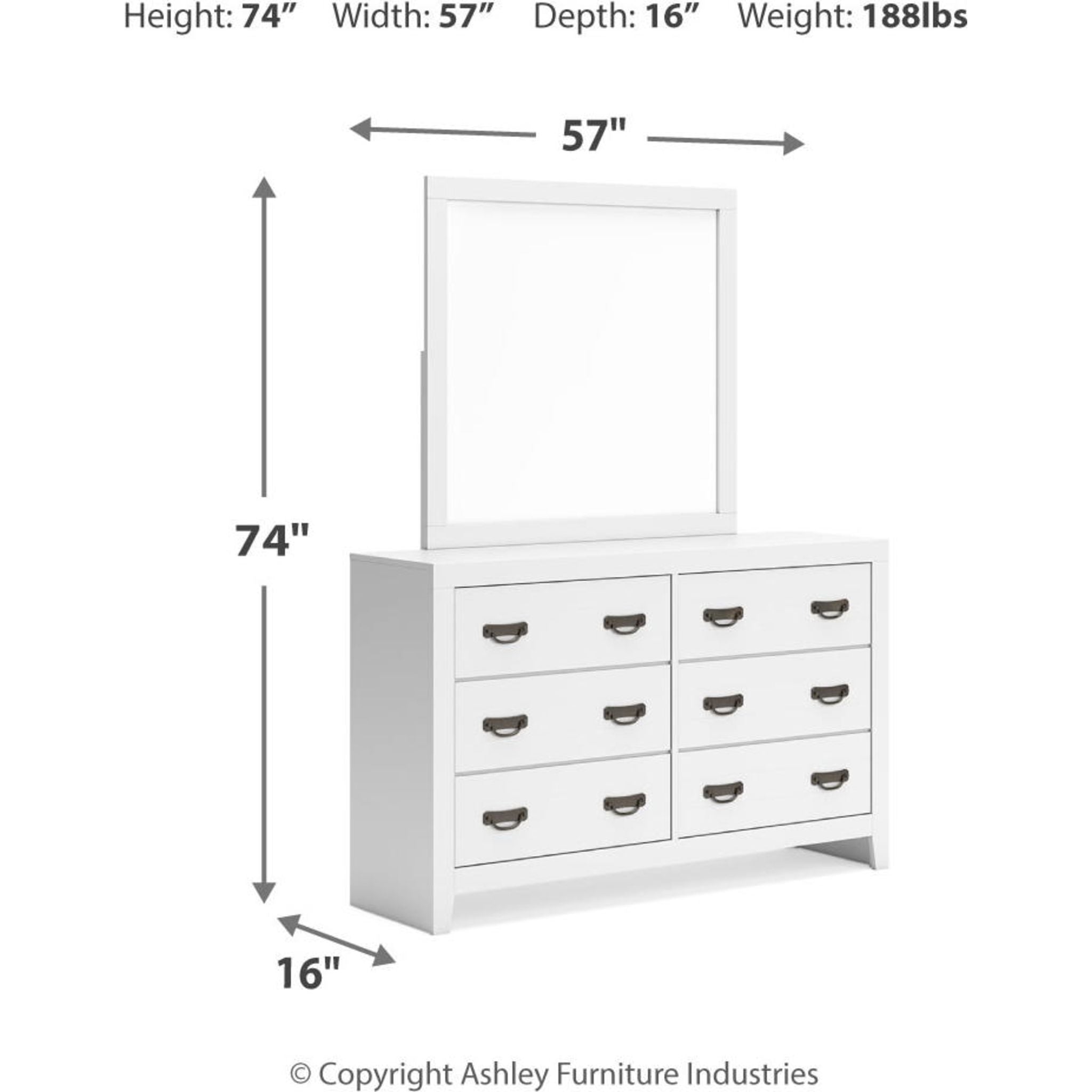 Binterglen 6 Piece Twin Panel Bedroom - White