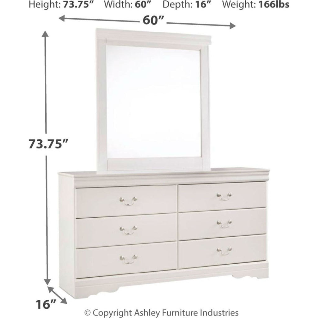 Anarasia 6 Piece Twin Sleigh Bedroom - White