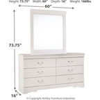 Anarasia 6 Piece Twin Sleigh Bedroom - White