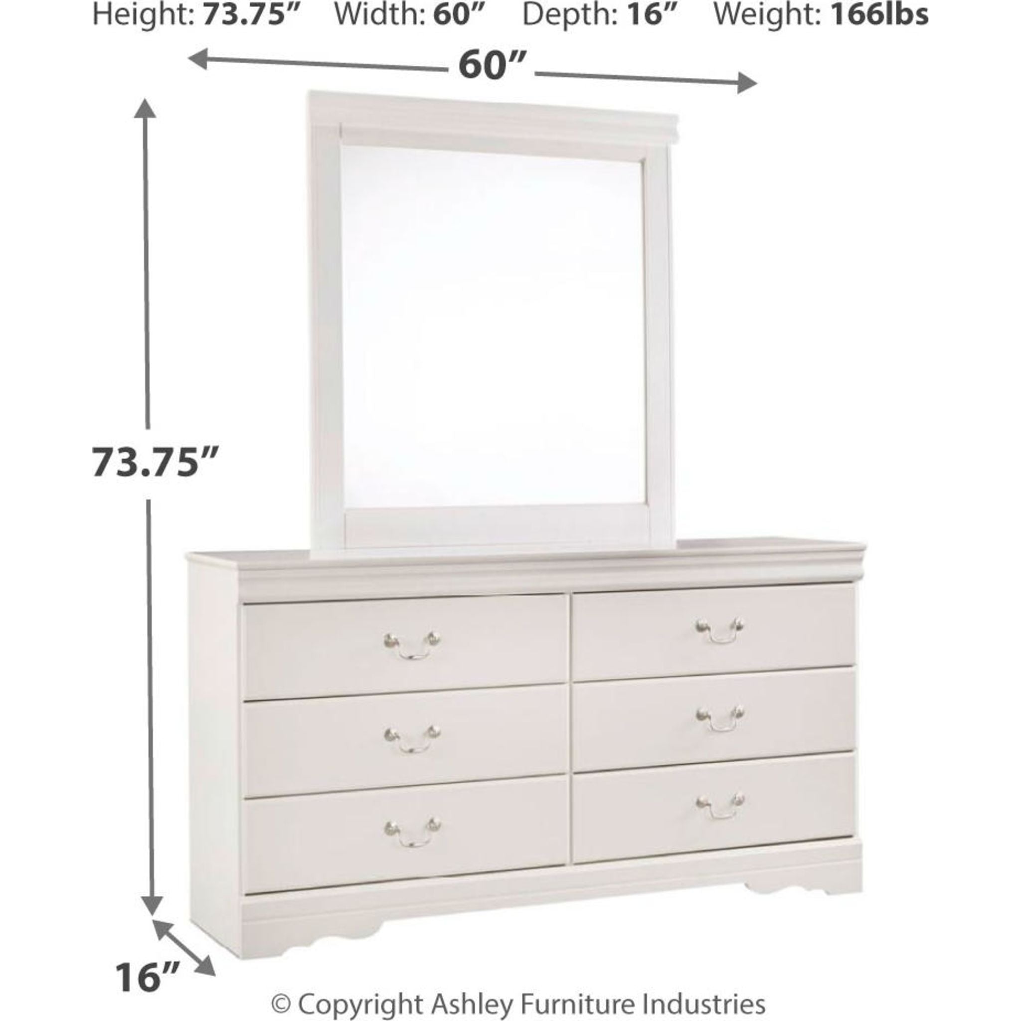 Anarasia 6 Piece Twin Sleigh Bedroom - White