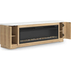 Camdill TV Stand with Fireplace - Light Brown