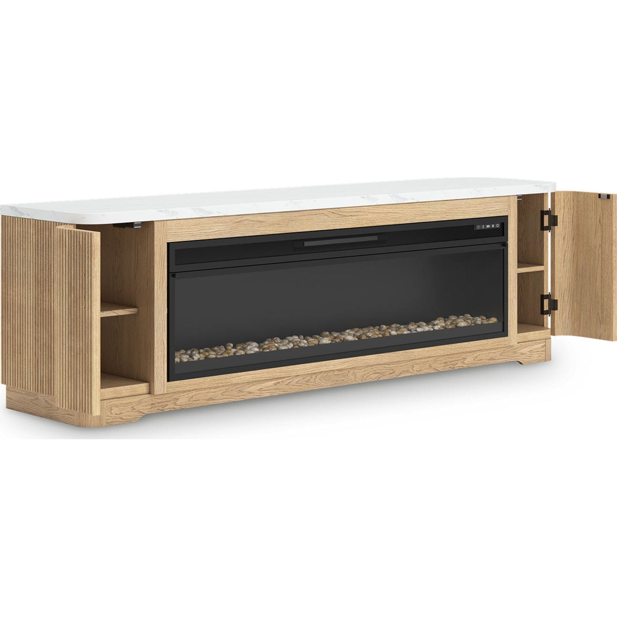 Camdill TV Stand with Fireplace - Light Brown