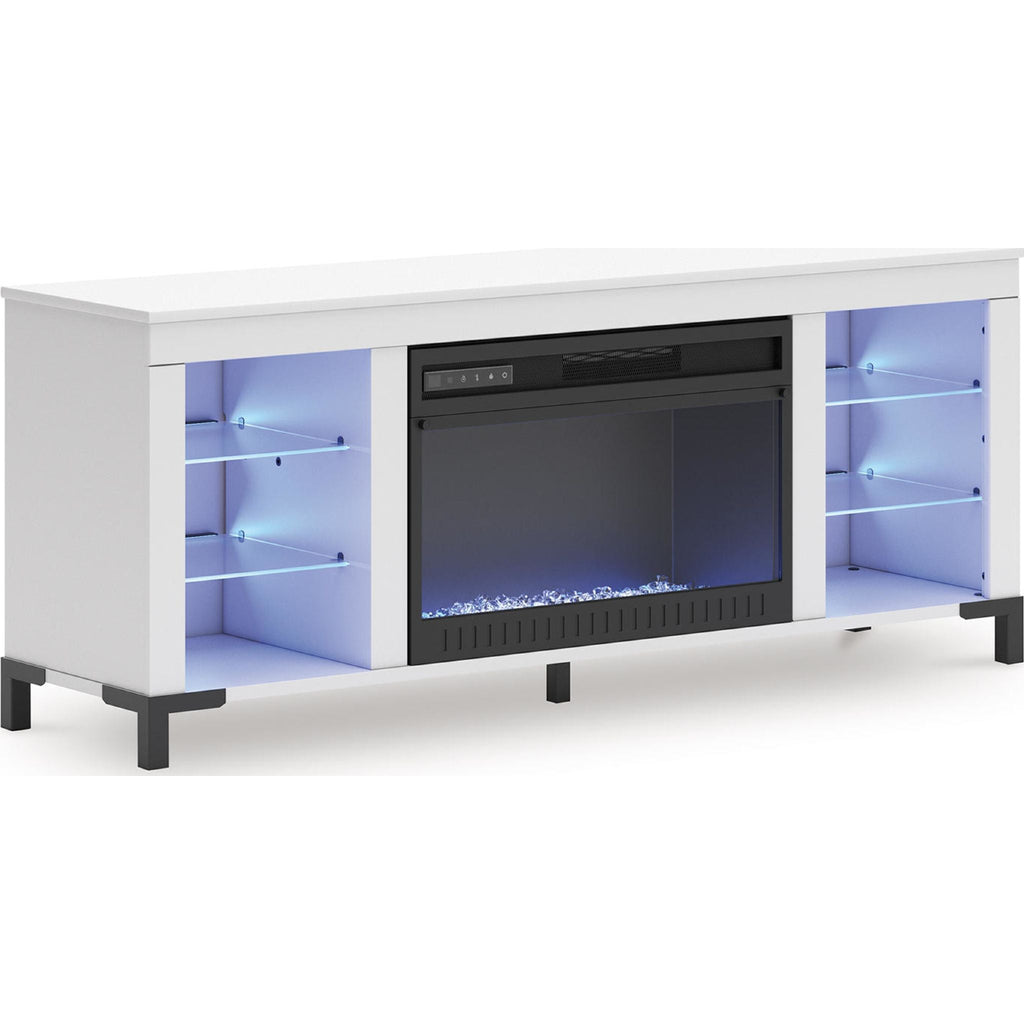 Brollevi TV Stand with Fireplace - White