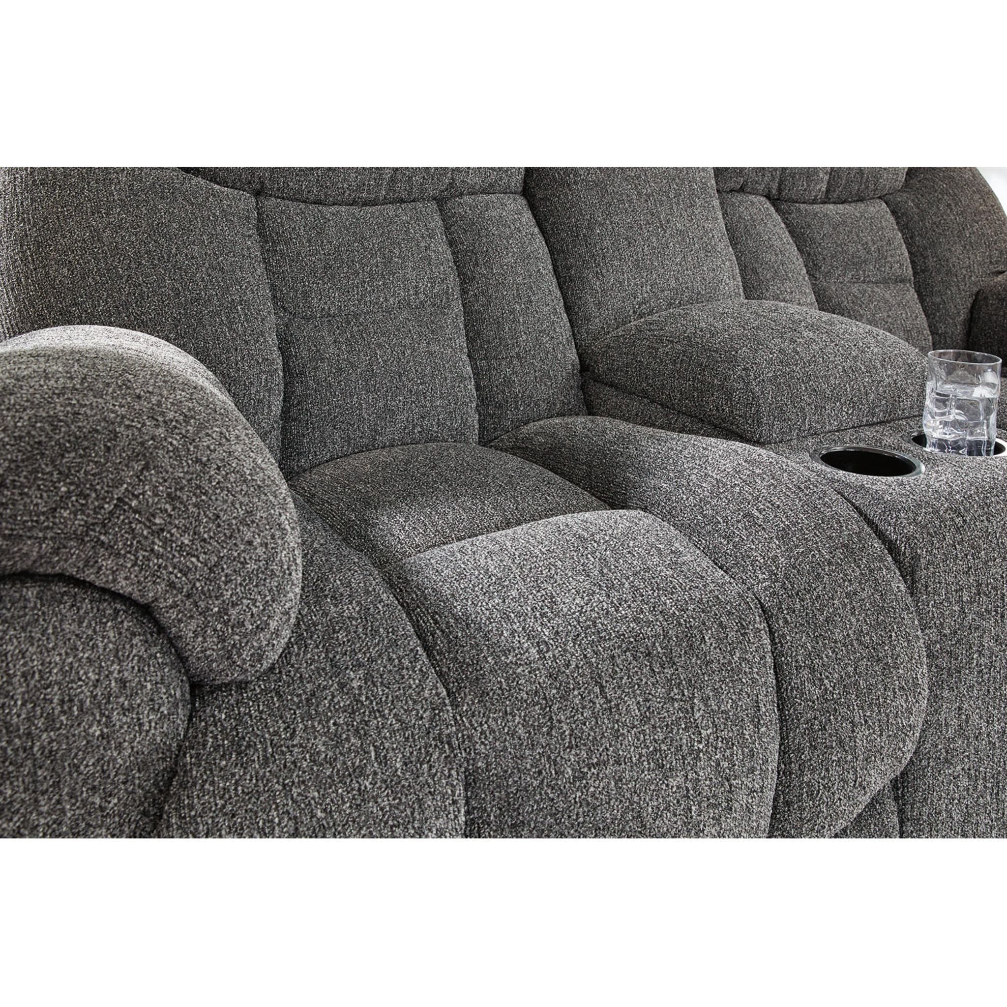 Foreside Reclining Loveseat with Console - Charcoal