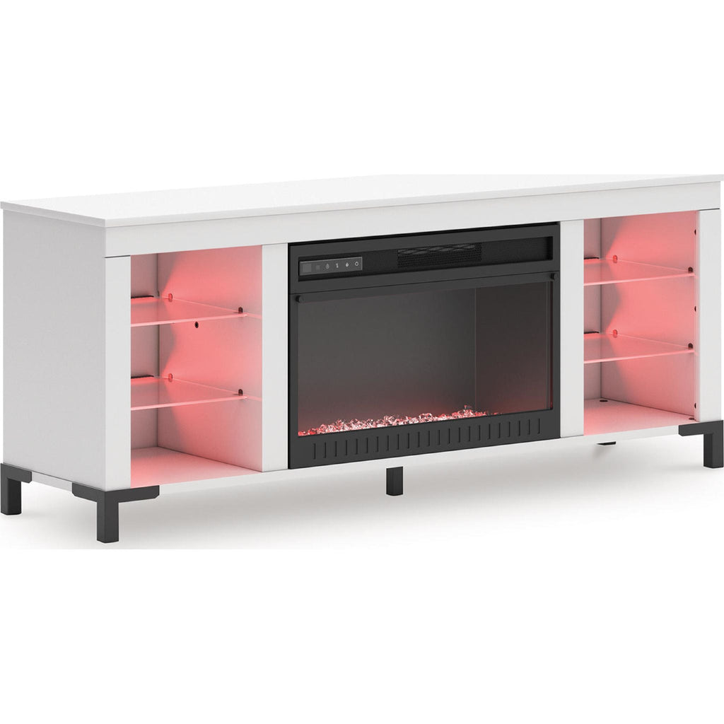Brollevi TV Stand with Fireplace - White