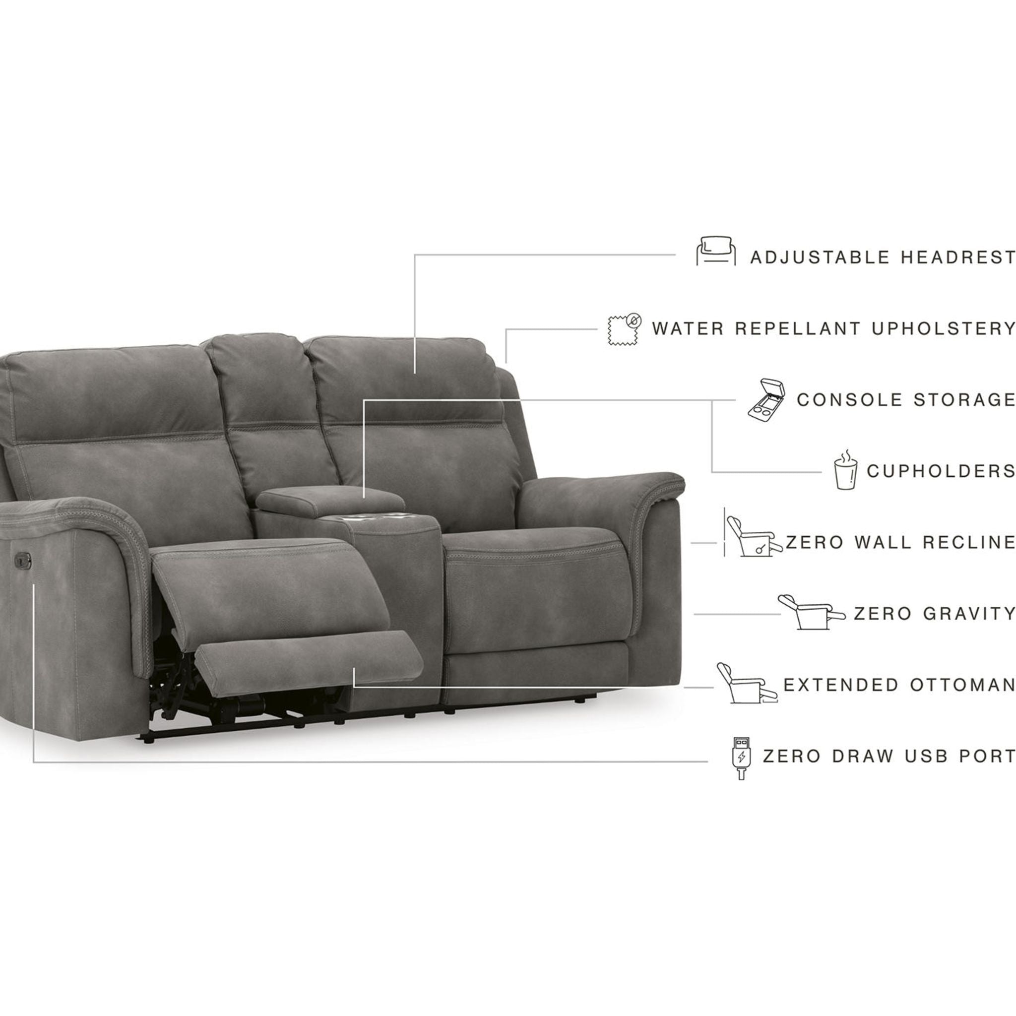 Next-Gen Power Reclining Loveseat with Console - Slate