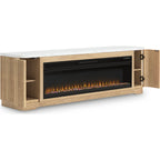 Camdill TV Stand with Fireplace - Light Brown