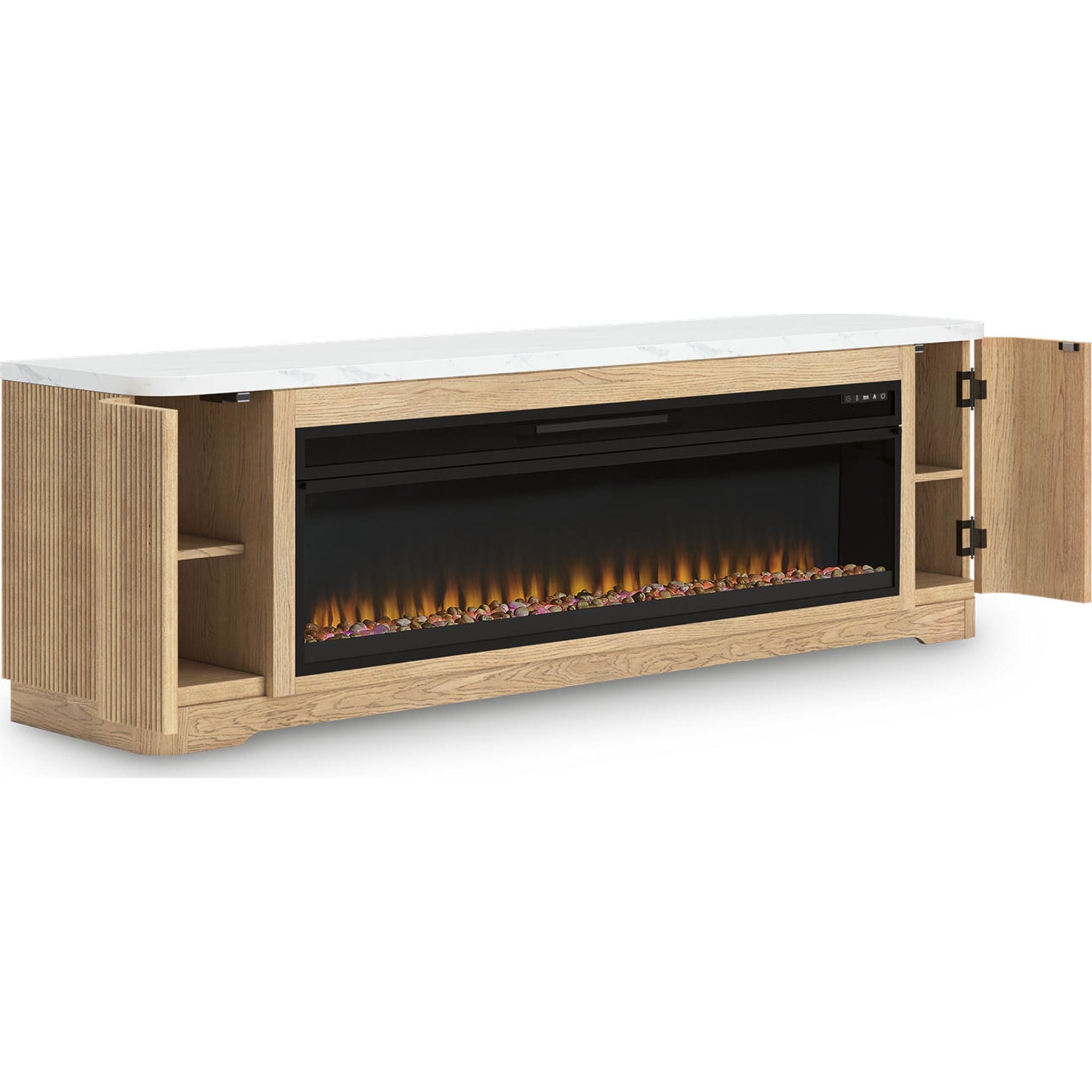 Camdill TV Stand with Fireplace - Light Brown
