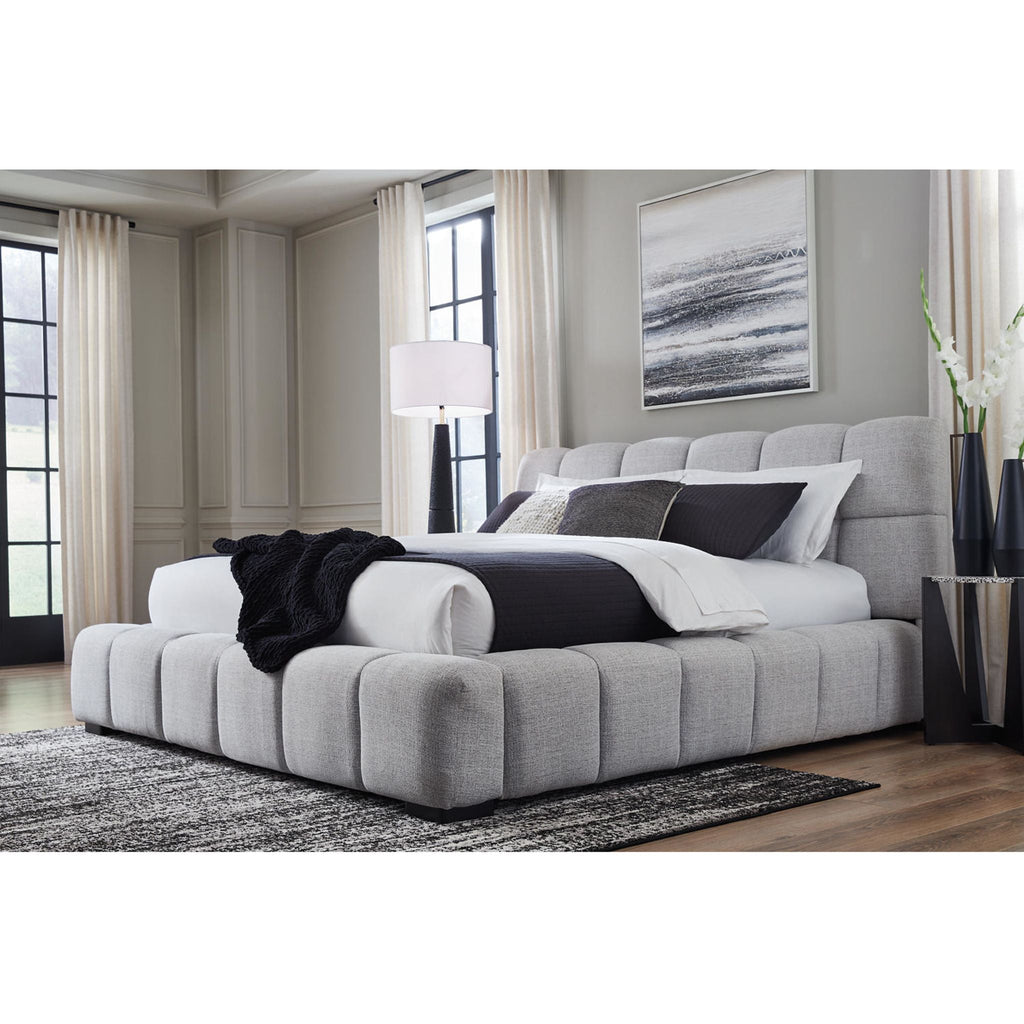 Grendusk Upholstered Bed - Light Gray