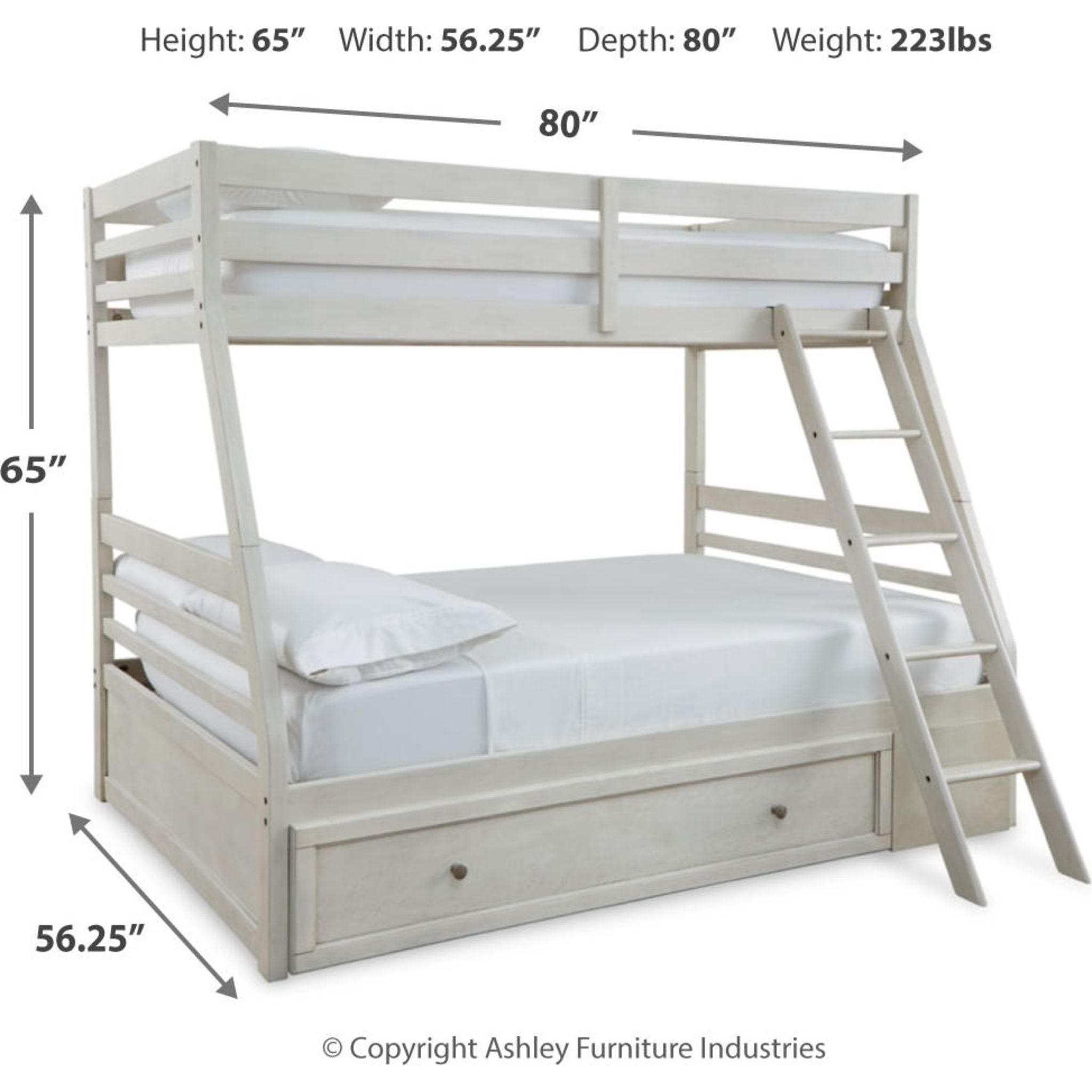 Robbinsdale Twin/Full Bunk Bed with Storage - Antique White