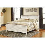 Willowton 5 Piece King Panel Bedroom - Whitewash