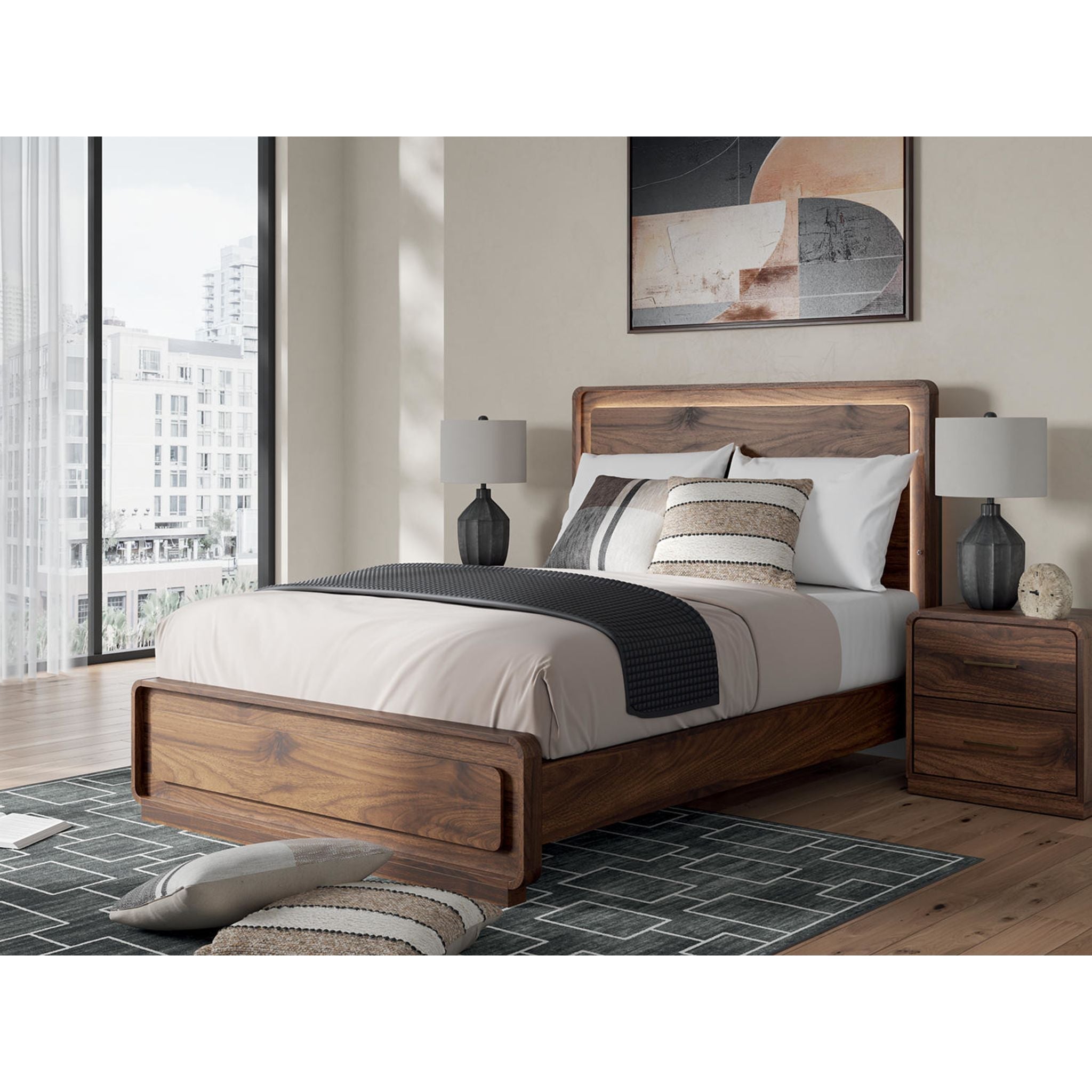 Fortlorn Queen Panel Bed - Walnut Brown