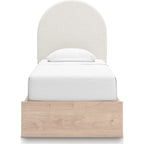 Arloster Platform Bed with 4 Drawer Storage - Tan/White