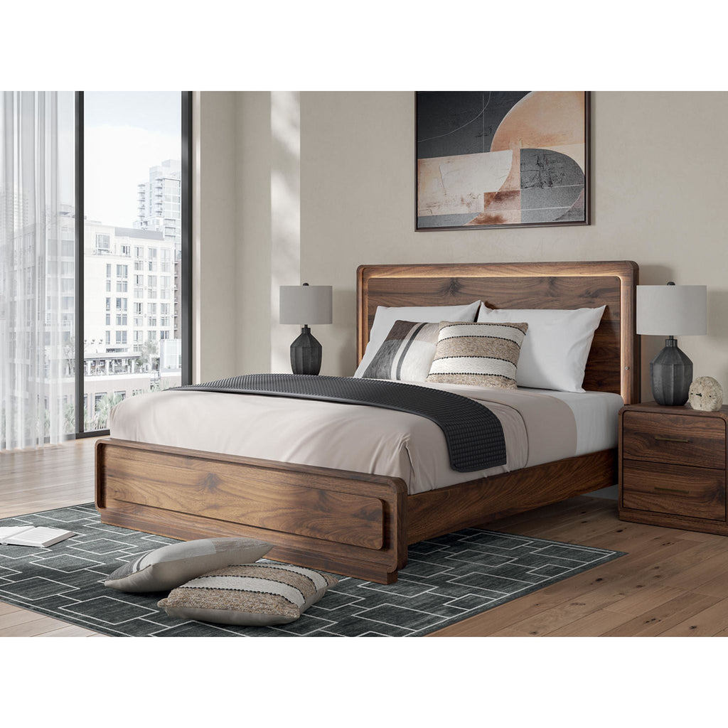 Fortlorn King Panel Bed - Walnut Brown