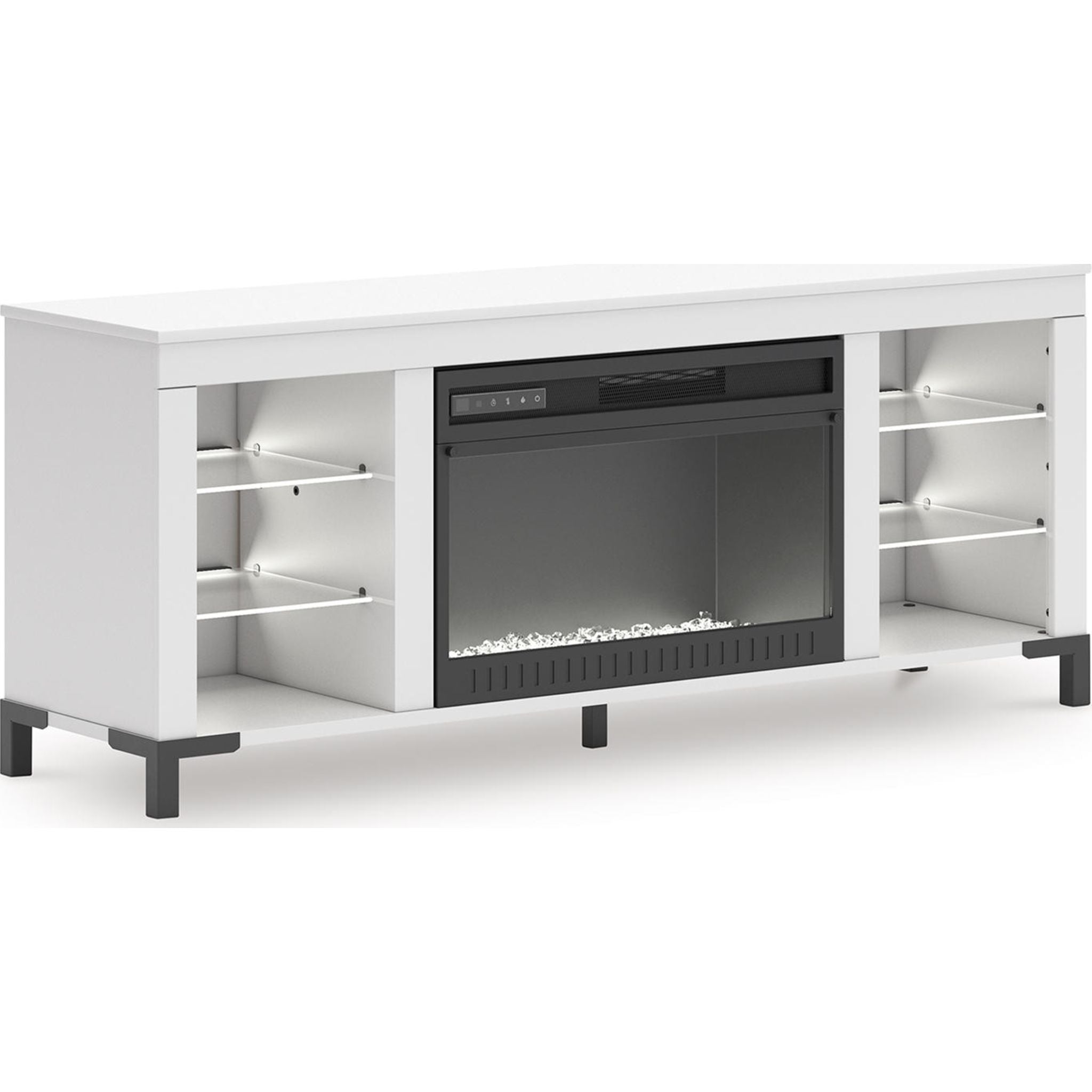 Brollevi TV Stand with Fireplace - White