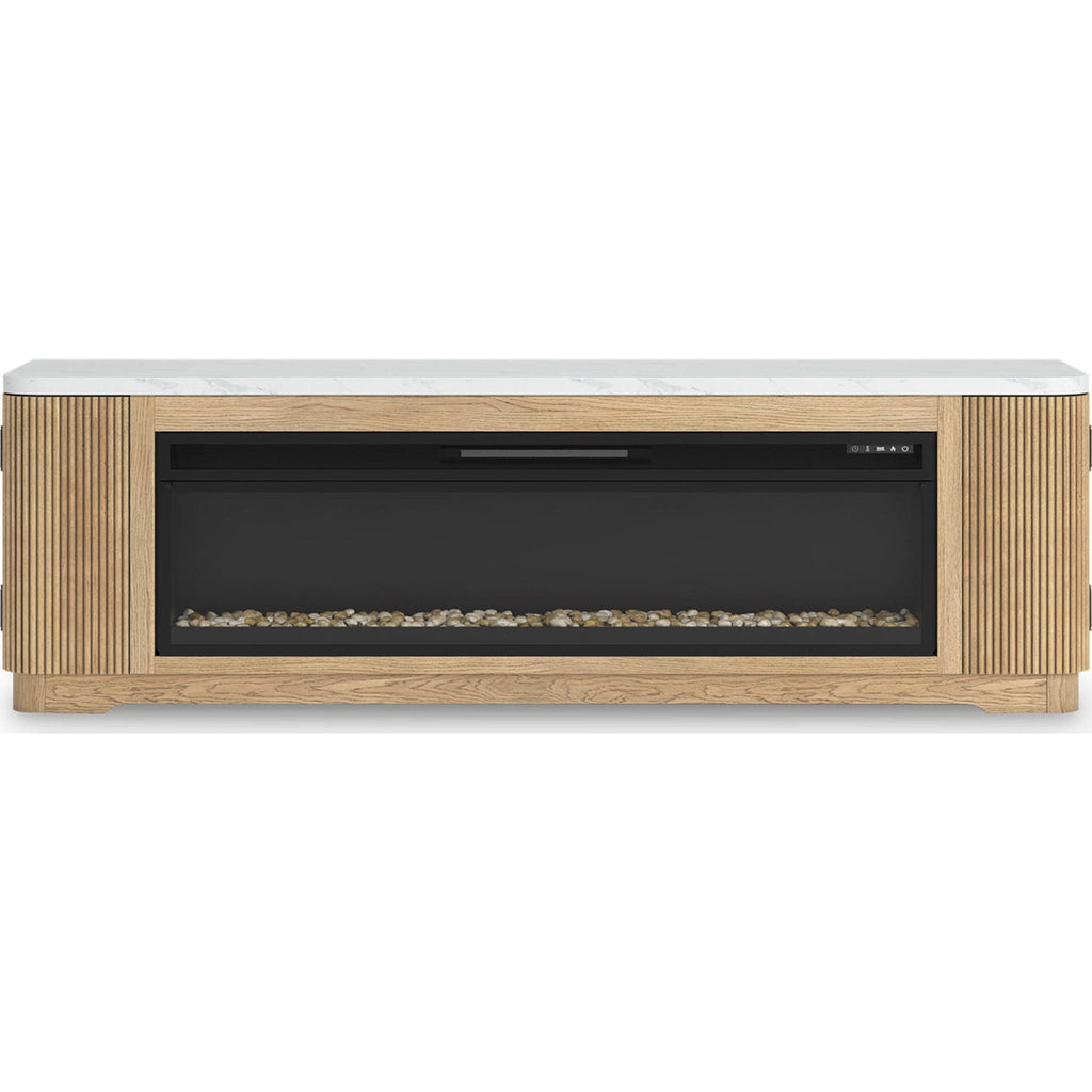 Camdill TV Stand with Fireplace - Light Brown