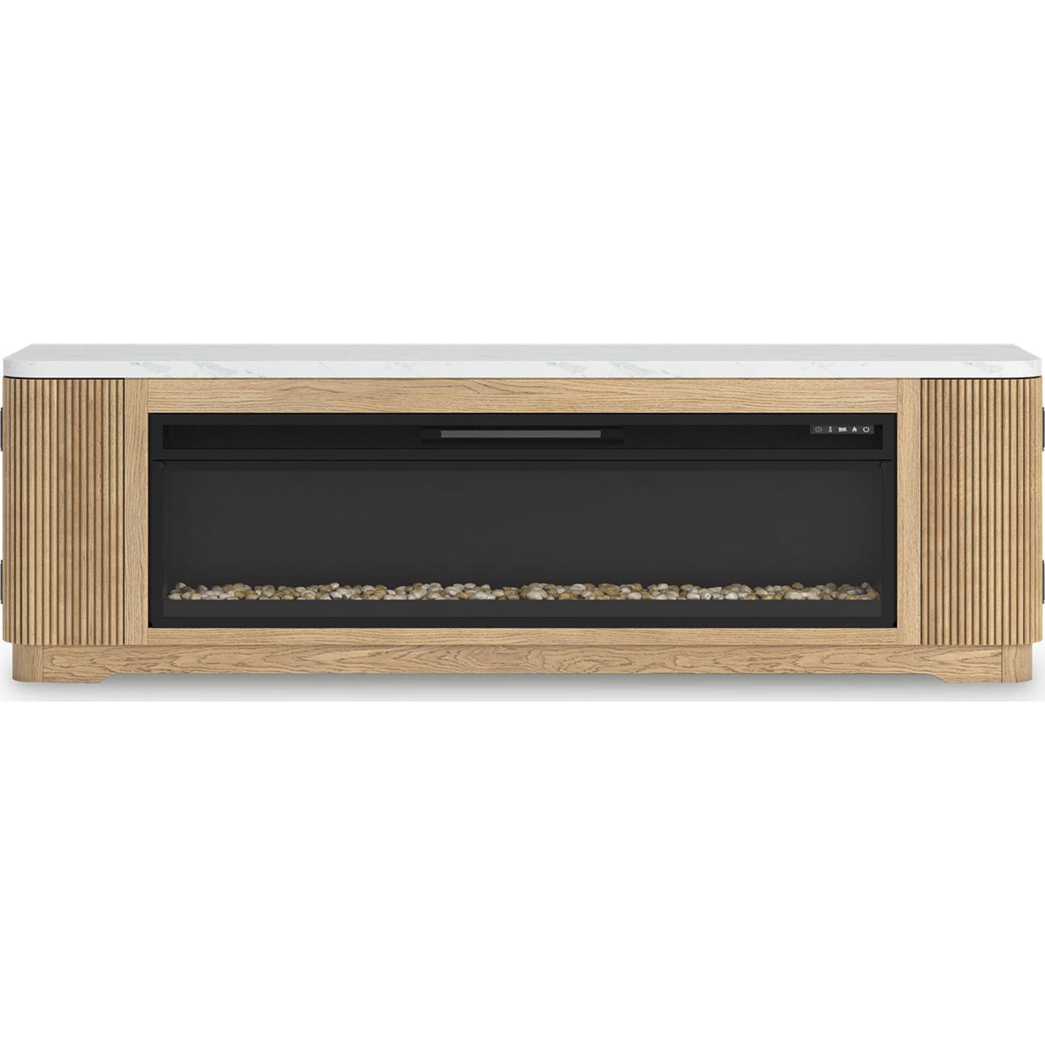 Camdill TV Stand with Fireplace - Light Brown