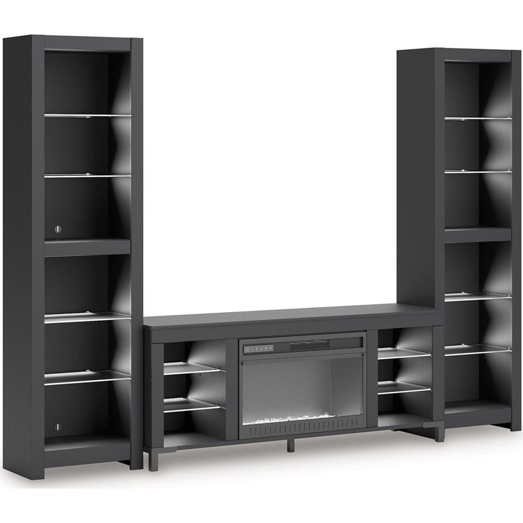 Cayberry Entertainment Unit with Fireplace - Black