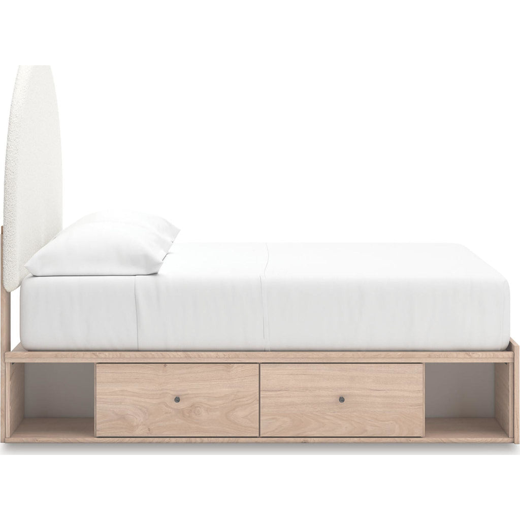 Arloster Platform Bed with 2 Drawer Storage - Tan/White