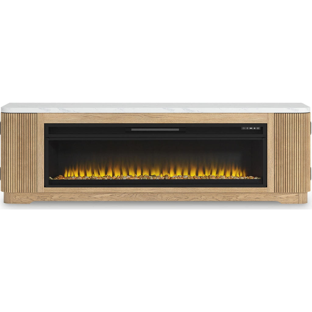 Camdill TV Stand with Fireplace - Light Brown