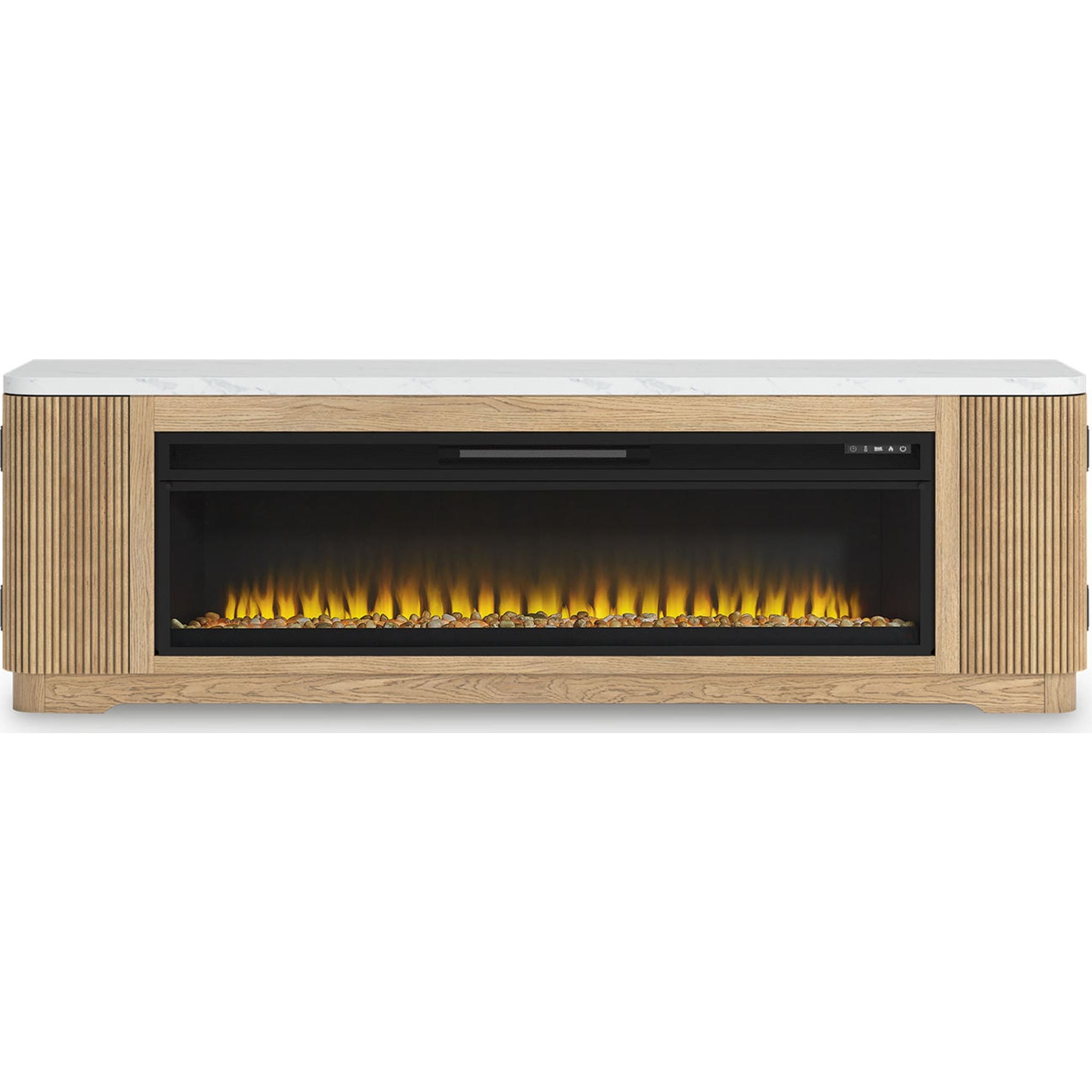 Camdill TV Stand with Fireplace - Light Brown