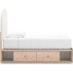 Arloster Platform Bed with 2 Drawer Storage - Tan/White