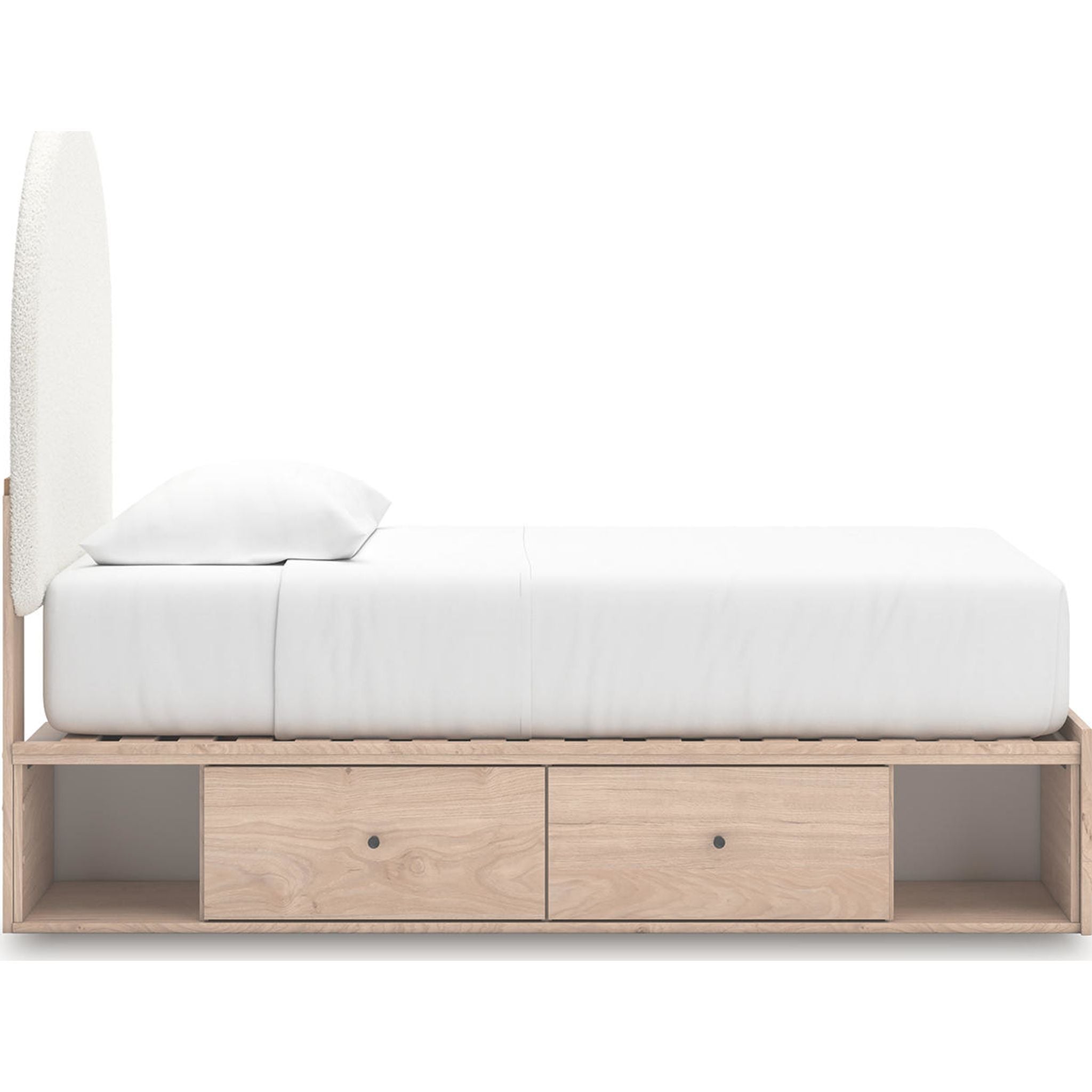 Arloster Platform Bed with 2 Drawer Storage - Tan/White