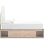 Arloster Platform Bed with 2 Drawer Storage - Tan/White