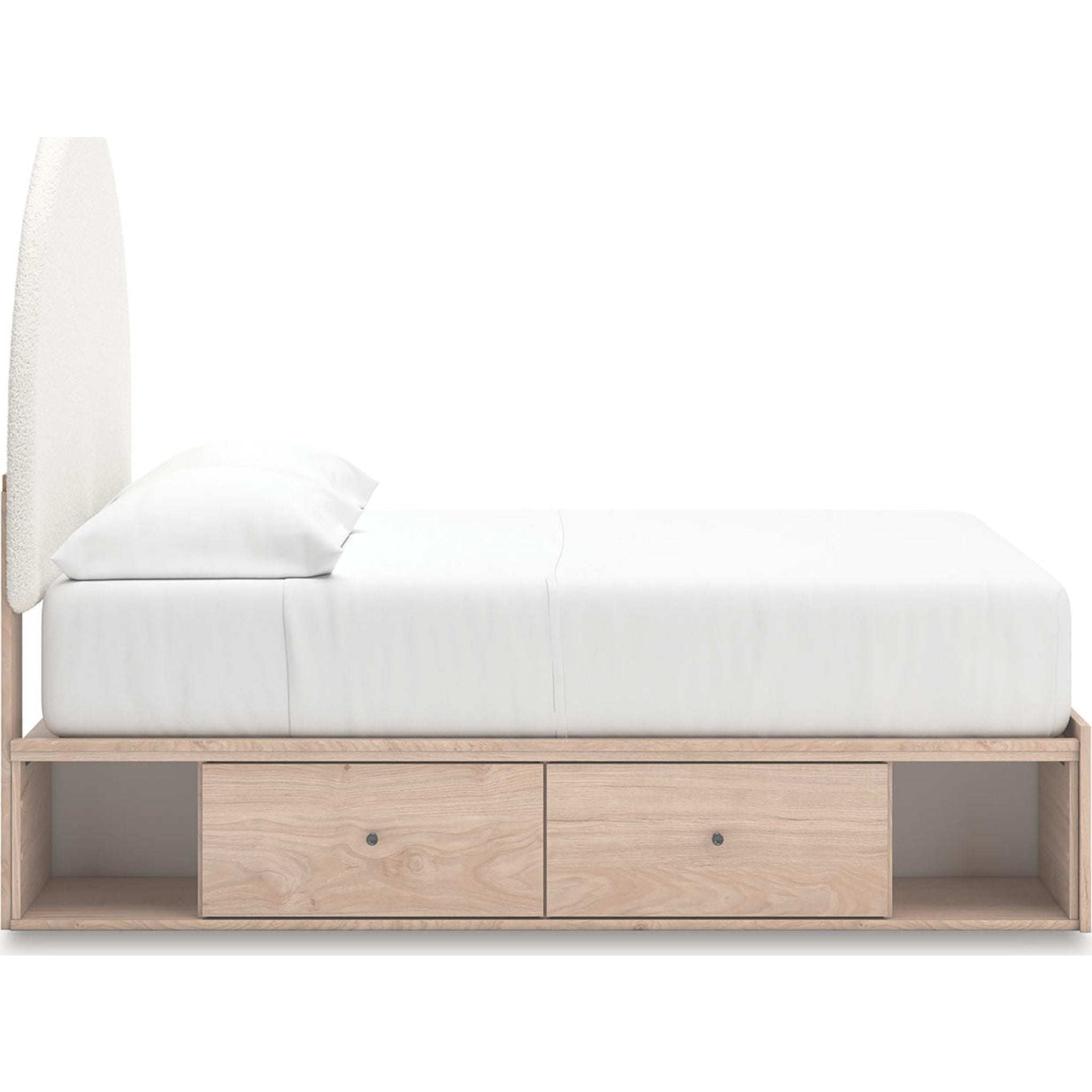 Arloster Platform Bed with 2 Drawer Storage - Tan/White