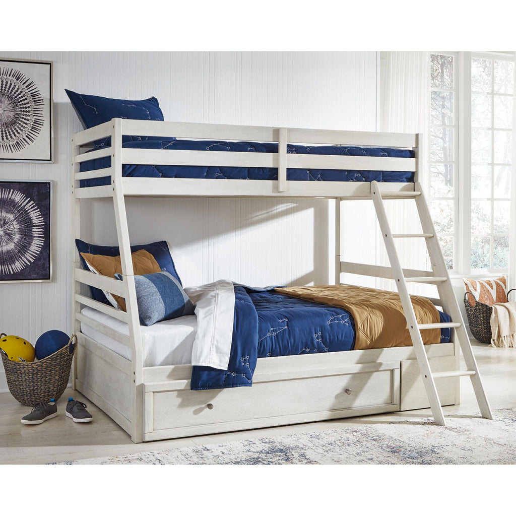 Robbinsdale Twin/Full Bunk Bed with Storage - Antique White