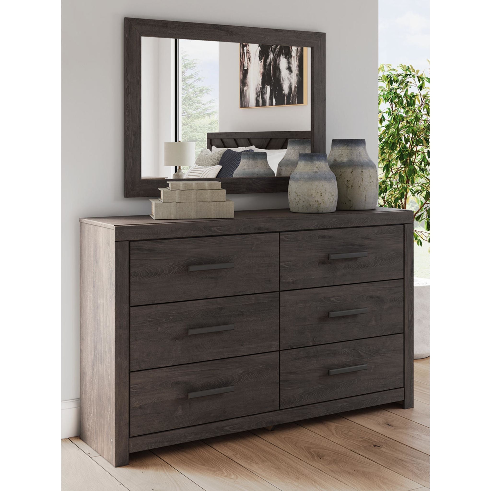 Prendonea Dresser and Mirror - Charcoal