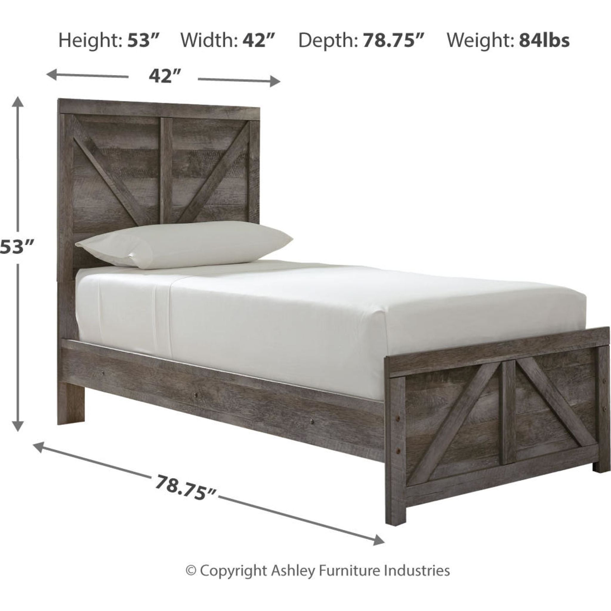 Wynnlow Crossbuck Panel Bed - Gray