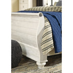 Willowton 5 Piece King Sleigh Bedroom - Whitewash