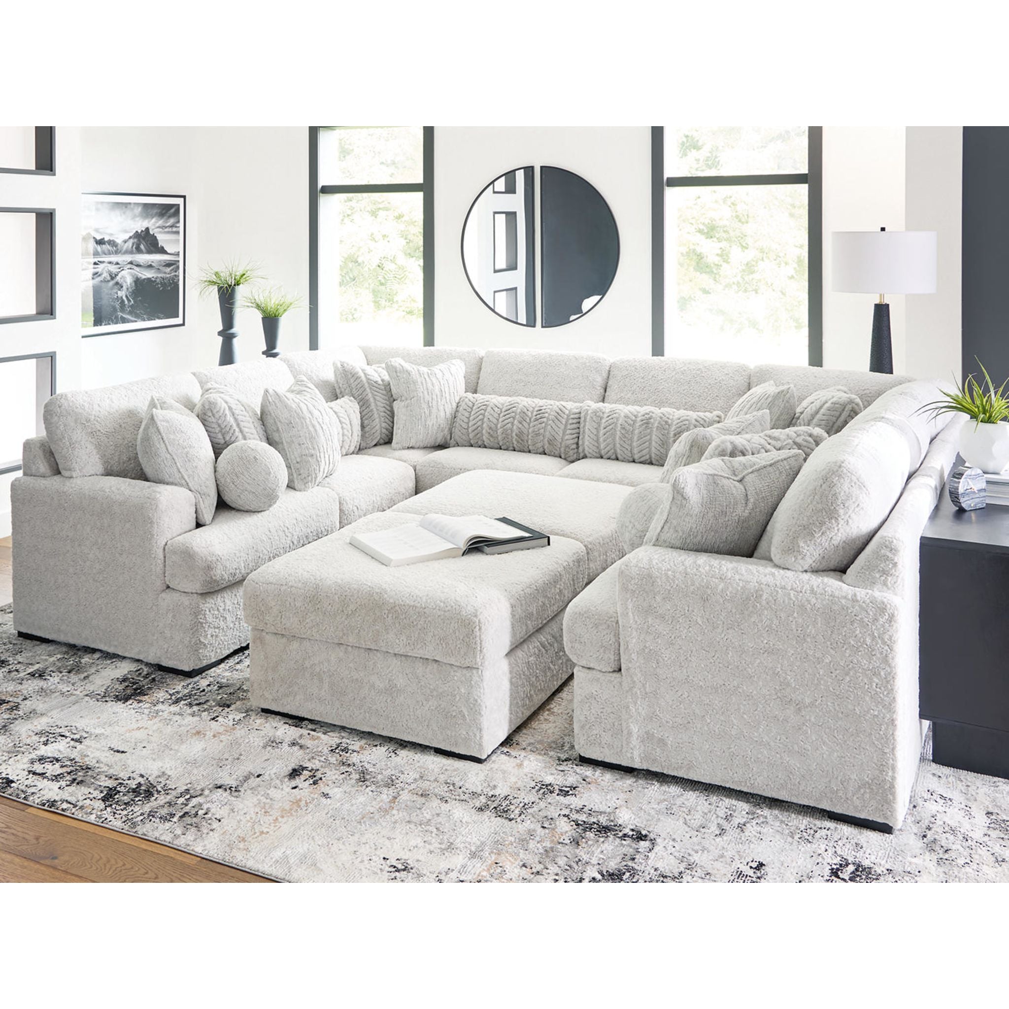 Cuddle Plush 8 Piece Modular Sectional with Ottomans - Arctic