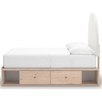 Arloster Platform Bed with 4 Drawer Storage - Tan/White
