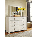 Willowton 5 Piece King Panel Bedroom - Whitewash