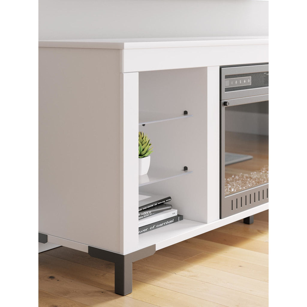 Brollevi TV Stand with Fireplace - White