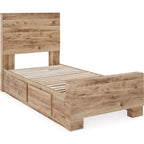 Hyanna 6 Piece Bed with 4 Drawer Storage Bedroom - Tan Brown