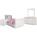 Anarasia 6 Piece Twin Sleigh Bedroom - White