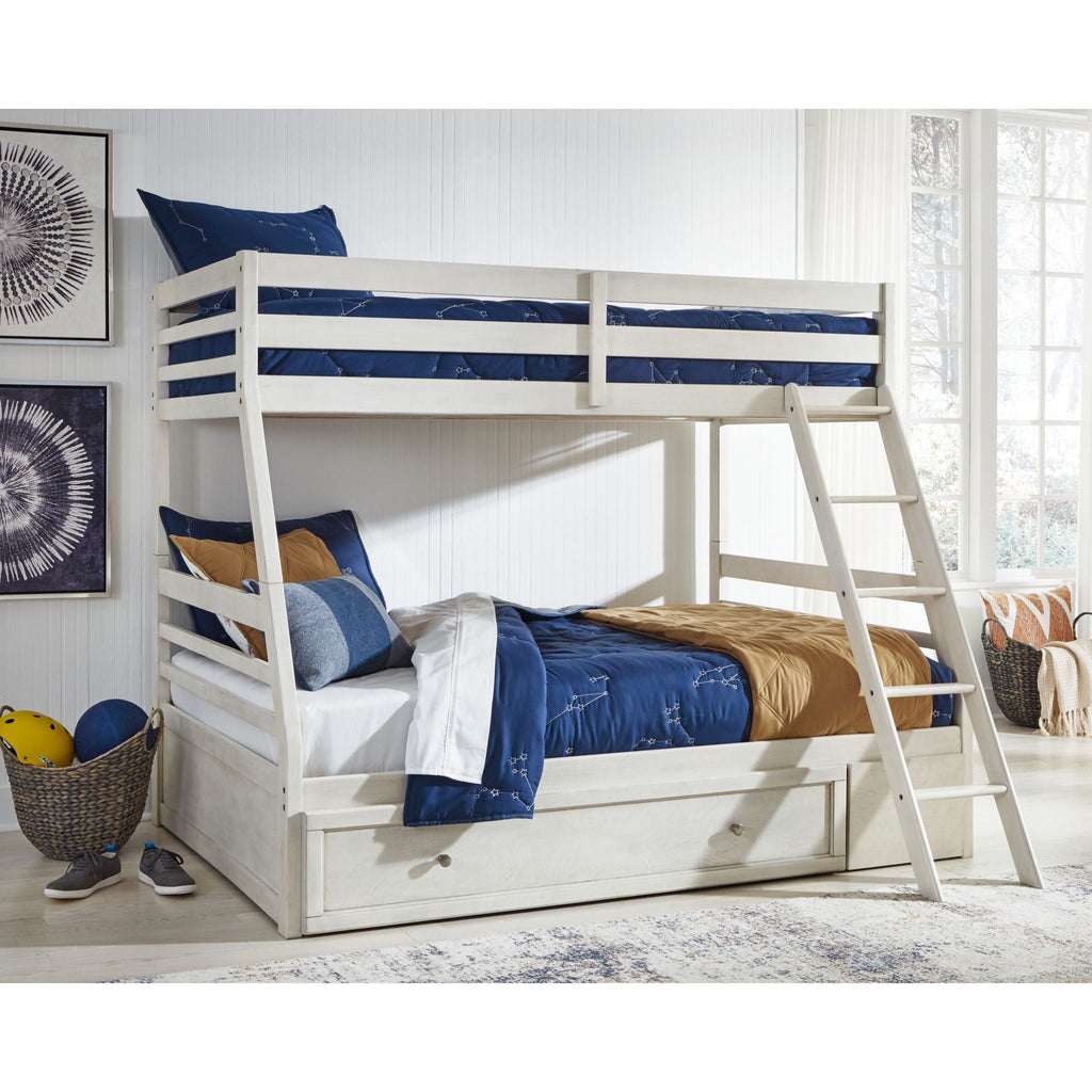 Robbinsdale Twin/Full Bunk Bed with Storage - Antique White