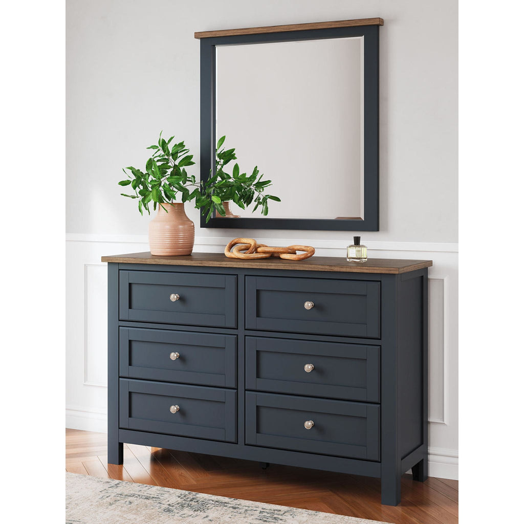 Landocken Dresser and Mirror - Blue/Brown