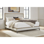 Tomtyn Upholstered Bed - Light Brown