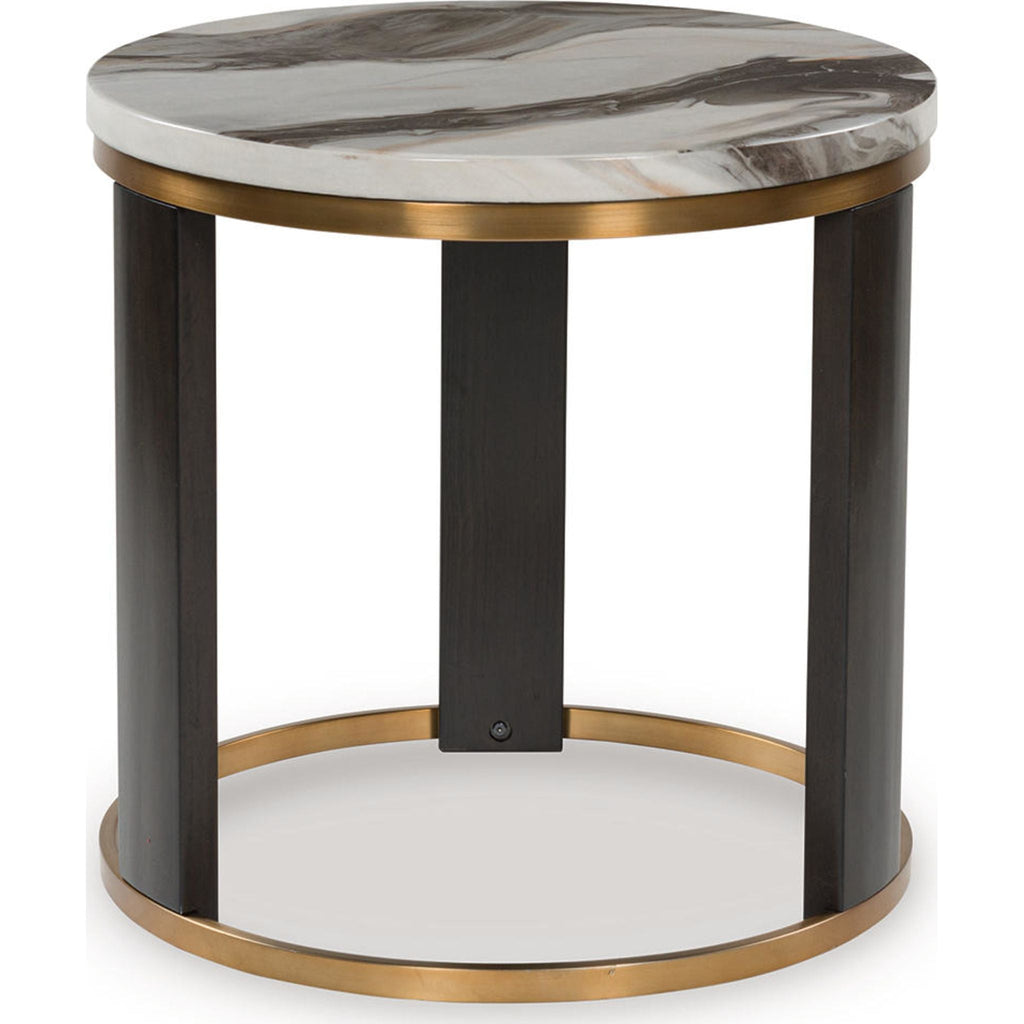 Jazmore End Table - Brown/Brass Finish