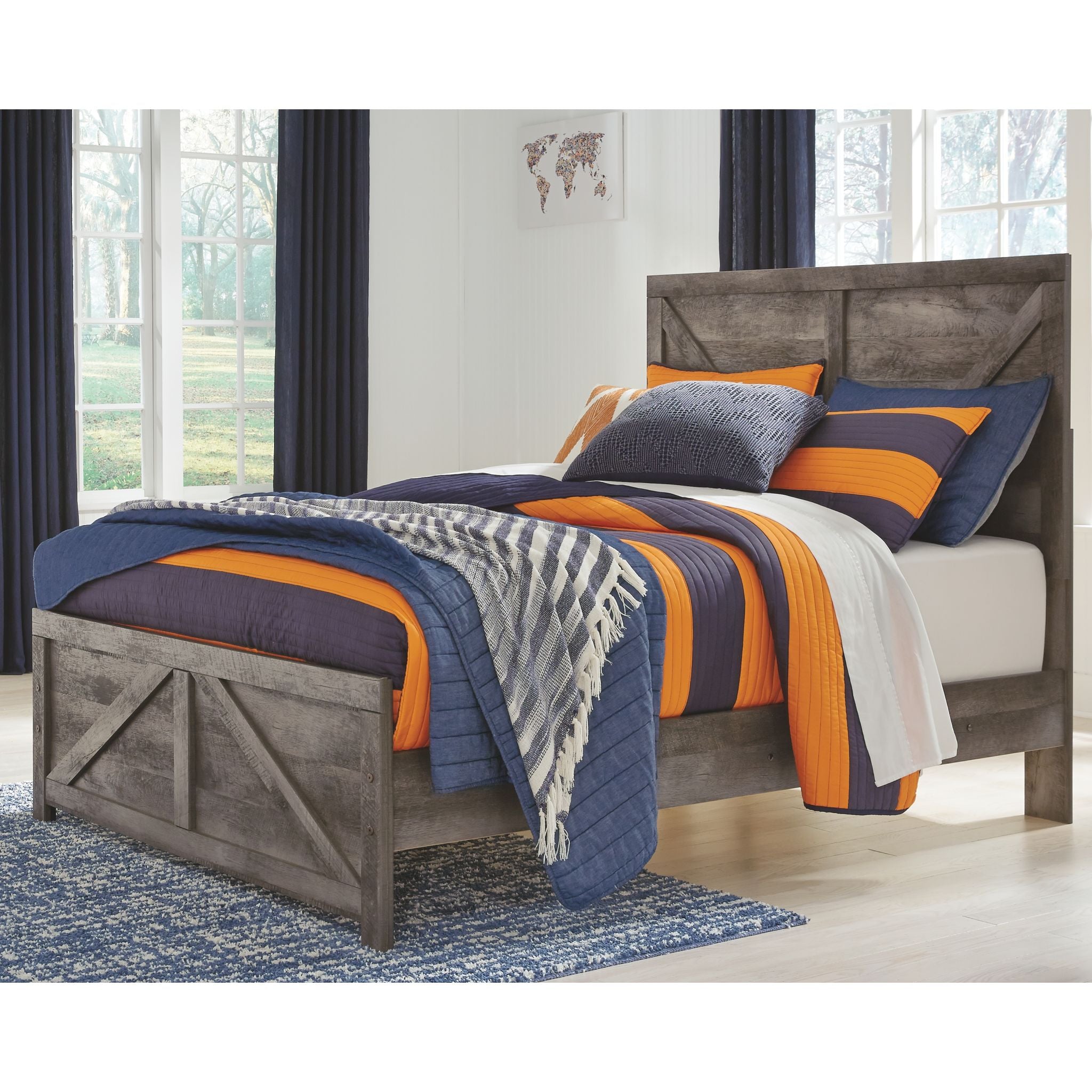 Wynnlow Crossbuck Panel Bed - Gray