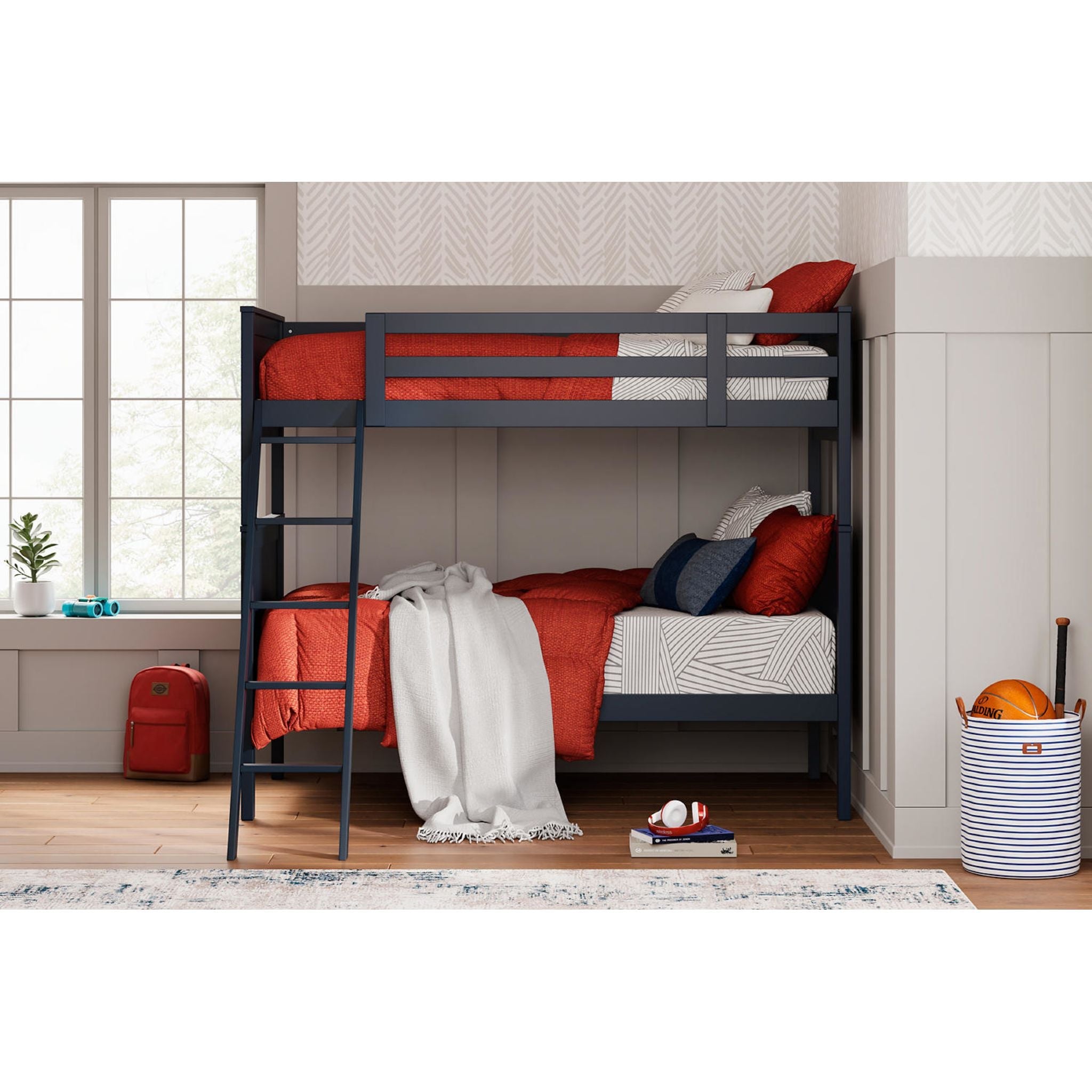 Nextonfort Twin/Twin Bunk Bed - Blue
