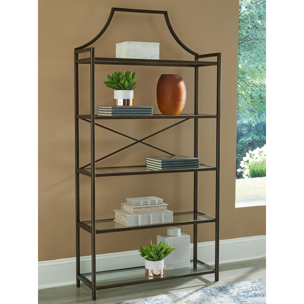 Bernonly Bookcase - Antique Bronze Finish